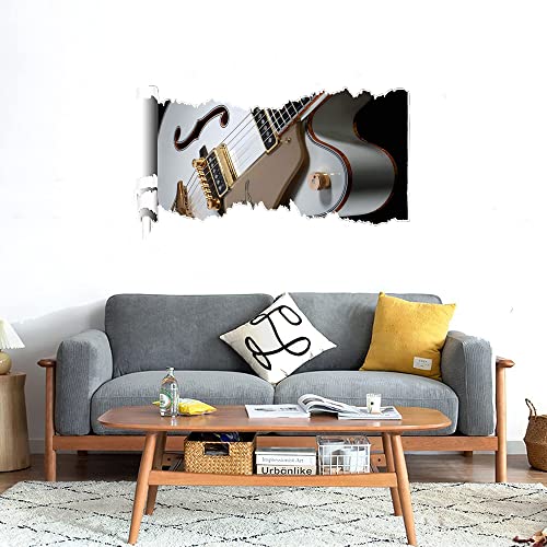 GADGETS WRAP Printed Wall Decal Sticker Scratched Paper Style Wall Decal (90cm x 50cm) - White Guitar