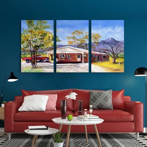 GADGETS WRAP Canvas Gallery Wrap Framed for Home Office Studio Living Room Decoration (3Part, 14x27inch Each) - New Mexico House