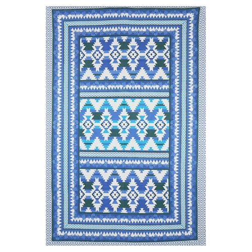 Tamasvini Cotton 144 TC 1 Bedsheet with 1 Pillow Cover Sanganeri Jaipuri Print (Size 60 inches x 90 inches) Single Size Bedsheet for Home and Living Room (Blue Boota)