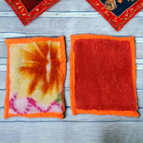 RMCG Traders Laddu Gopal Velvet Blankets, Kanha Ji Kambal | Laddu Gopal Ji Winter Blanket Accessories for Laddu Gopal Size 4 (Set of 2)