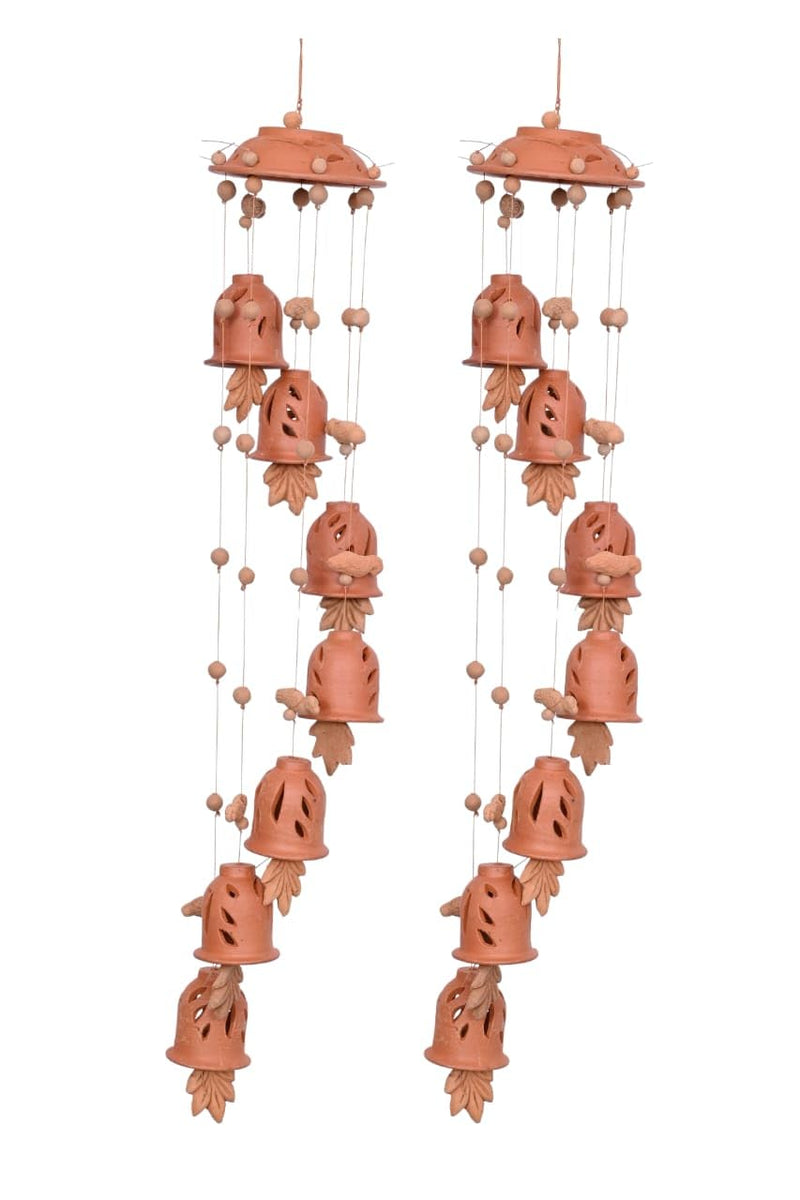 Terracotta Clay Wind Chimes Hanging Bell for Outdoor Garden Decor/Clay Melodious Sound Wind Chimes with 7 Bells