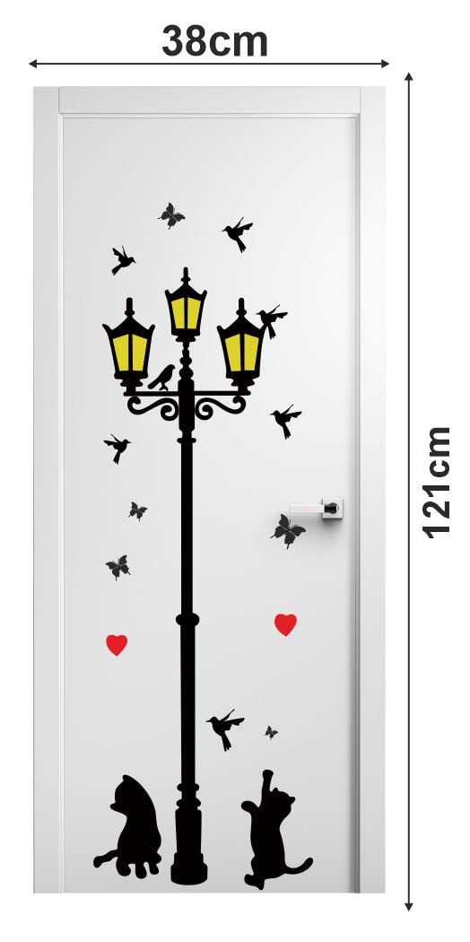 Delight Art Decorative Home cat and lamp Pole Design Door Sticker Size - ( 38*121 ) cm Model id - ( DAMC00908L )