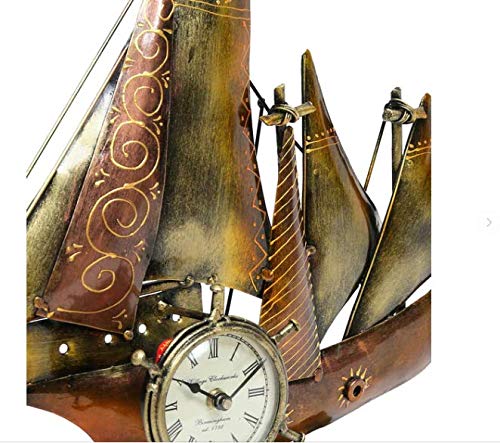 Medieval Arts Iron Decorative Boat Miniature Table Clock for Home Decoration for Living Room & Drawing Room