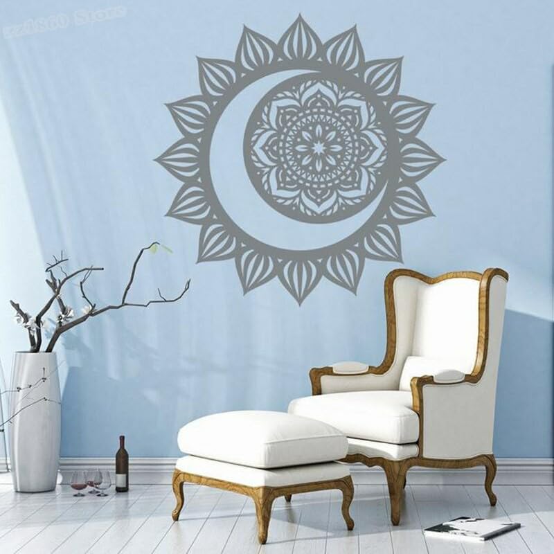 GADGETS WRAP Vinyl Crescent Moon Decal Moon Wall Decal Silver