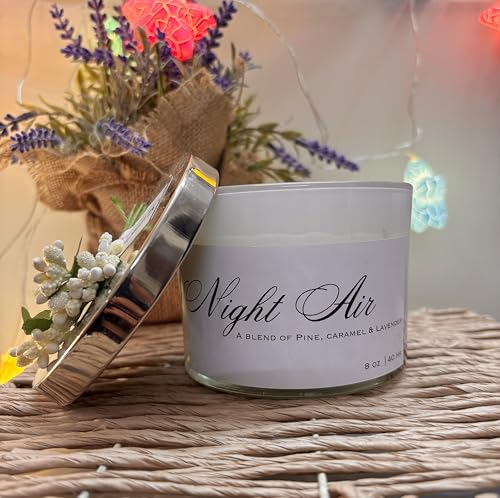 3-Wick Candles for Home Scented, Natural Soy Candle| Up to 50 Hours Burning Time | Natural Soy Wax (Night Air (Pine, Caramel and Lavender))