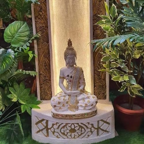 Shawshank Jharna Buddha Water Fountain Resin Fiberglass Water Fountain for Office Living Room Dcor with LED Lights and Water Pump