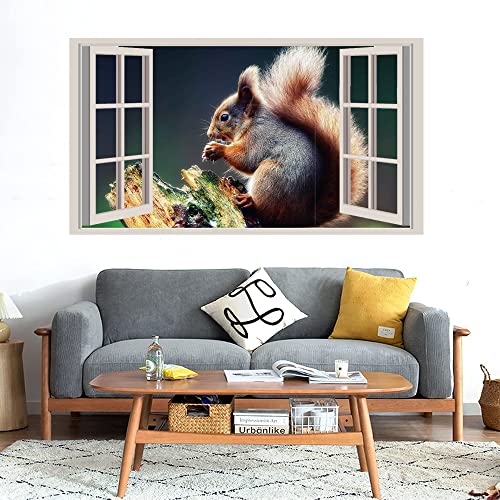 GADGETS WRAP Printed Wall Decal Sticker Fake Window Style Decal (90cm x 50cm) - Squirrel Praying