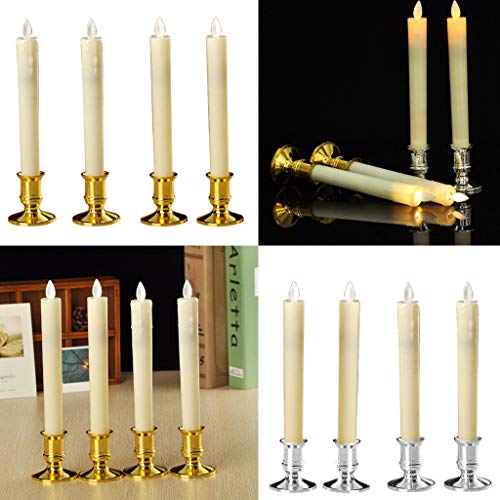 CALANDIS 2pcs Warm LED Candle Romantic Swing Flame Real Candles Home Wedding Gold A