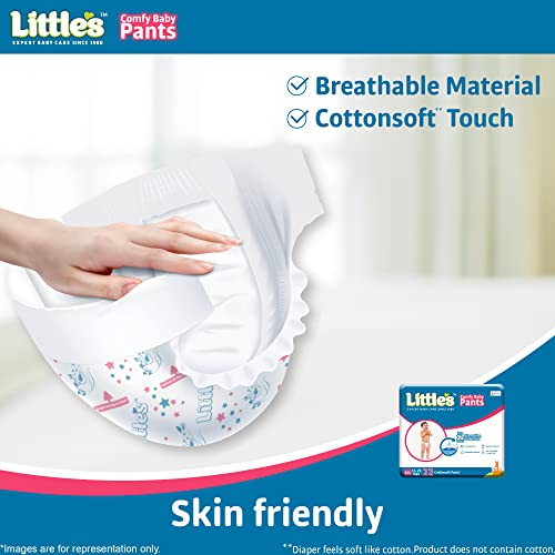 Little's Baby Pants Diapers Extra Extra Large (XXL), 15-25 kg, 44 Units x Pack of 2, White, with Wetness Indicator & 12 Hours Absorption