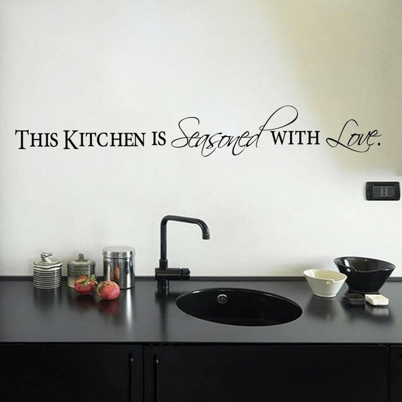 GADGETS WRAP This Kitchen is Seasoned with Love Quotes Wall Decal Removable Vinyl Lettering Wall Art Stickers