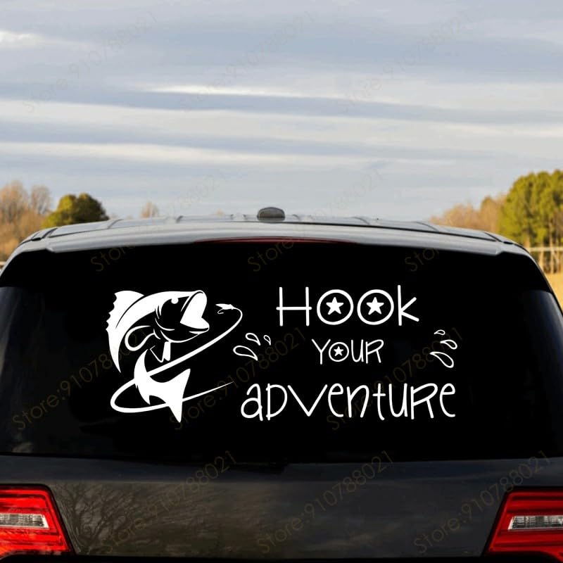 GADGETS WRAP Vinyl Hook Your Adventure Wall Decal Quotes Fish Fishing Boys Decals White