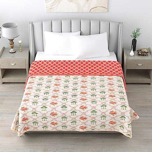 OM GAYATRI CORP Cotton Dohar King Size Soft Light-Weight Reversible Printed Malmal Summer Dohar (D - 20)