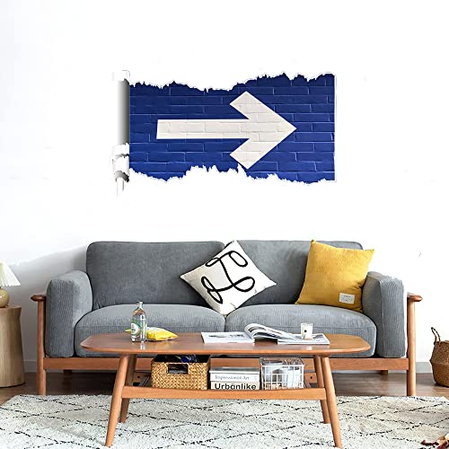 GADGETS WRAP Printed Wall Decal Sticker Scratched Paper Style Wall Decal (90cm x 50cm) - Wall Blue Arrow