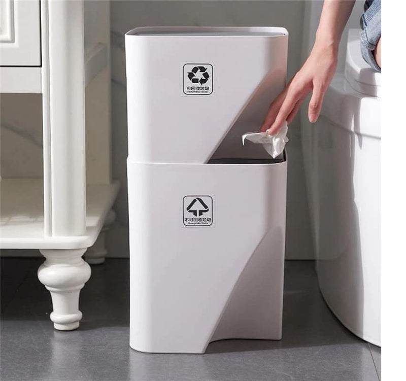 shopurb Kitchen Trash Can Stacked Sorting Trash Bin Recycling Bin Household Dry And Wet Separation Waste Bin Rubbish Bin For Living Room, Office, Bedroom, Bathroom, Kitchen (Set Of 2), Step-On