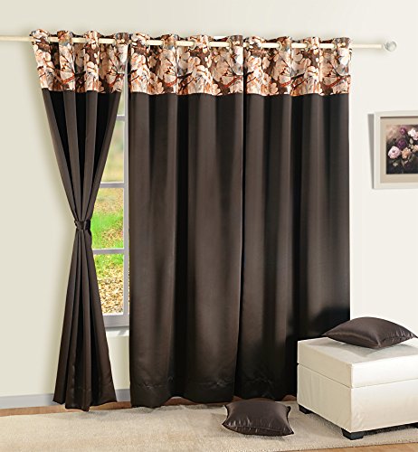 Swayam Blackout Door Curtain Set 1 for Bedroom, Guest Room - Thermal Insulator, Comes with Readymade Eyelets, Triple Layer Weave (7.5Ft) Noise Dampener, Machine Washable - Brown Shades