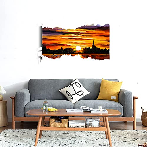 GADGETS WRAP Printed Wall Decal Sticker Scratched Paper Style Wall Decal (90cm x 50cm) - Painting Sunset