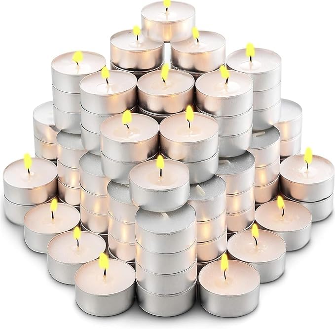 BRIGHTZONE Wax Tealight Candles Small Votive Smokeless, Dripless & Long Lasting Candles (100 Pack) (Pack 200)