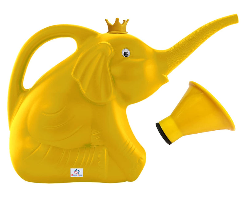 Heart Home Plastic Elephant Shape Watering Can for Plants & Garden 3 Litre (Yellow)