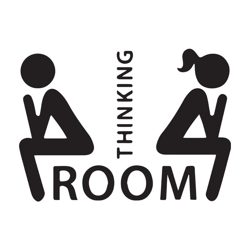 Gifts Collection PVC Vinyl Thinking Room Theme Toilet/Bathroom Door Sign Sticker (Black)