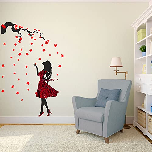 Advait designs - Beautiful Dreamy Girl Standing in Tree Wall Sticker for Home Living Room Bedroom Office KitchenAETC48-HK