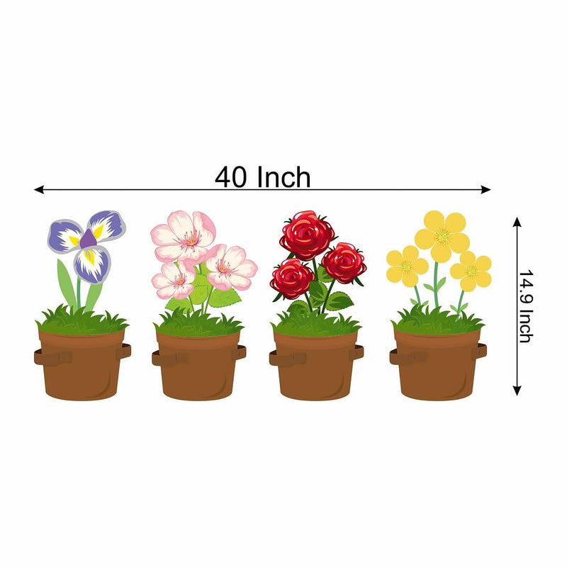 CVANU Beautiful Flower Pot Vinyl Self-Adhesive Wall Sticker for Wall Decoration (14.9inchX40inch)_S312