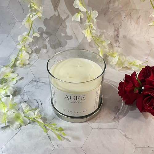 AGEE 3-Wick Scented Candle, 100% Soy Wax, Alcohol & Phthalate-Free, Clear Jar with Metal Lid, Richly Scented, 400g Net Weight, 45-Hour Burn Time (Simplicity - Vanilla)