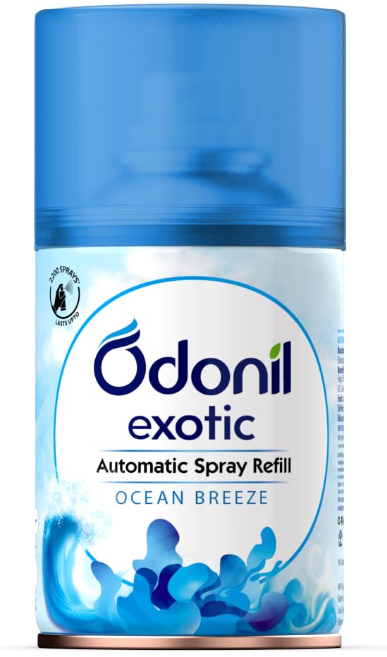 DABUR Odonil Exotic Automatic Spray Refill - 225Ml | Ocean Breeze | 2X Long Lasting | 2200 Sprays Guaranteed | Fits All Machines | Lasts Upto 60 Days