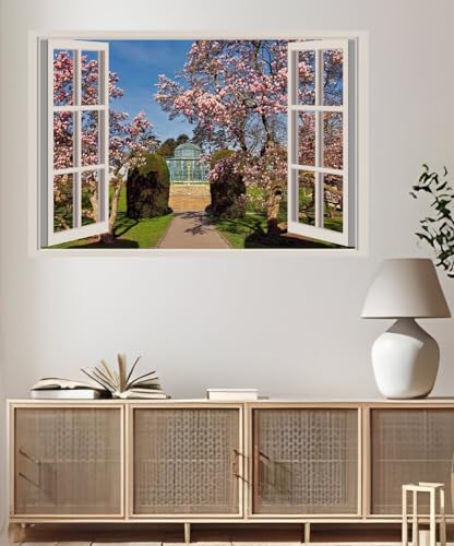 JVERF - JZZA21855 Germany Gardens Spring Flowering Trees Zoological| Self-Adhesive Open Window Wall Sticker