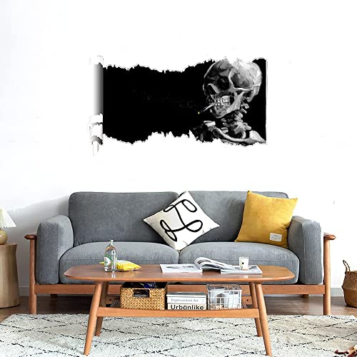 GADGETS WRAP Printed Wall Decal Sticker Scratched Paper Style Wall Decal (90cm x 50cm) - Smoking Skeleton