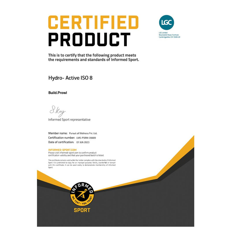 BUILD. Prowl Elite Series Hydro Active ISO 8 -Delicious Chocolate (1kg) | Informed Sport Certified | Optimize Hydration and Performance