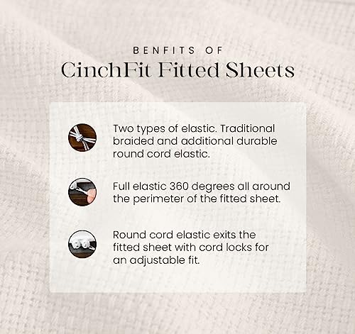 CinchFit USA Made & Maine Made Queen Sheets - Cinches to Fit & Won't Pop Off! - Home, RV, Boat & Adjustable Beds 600 TC Sheet Set 100% Cotton (Grey, Queen)