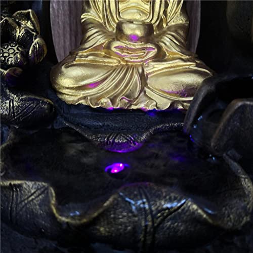 CALANDIS® Thai Buddha Table Water Fountain Resin Indoor Fengshui Meditation Relaxing