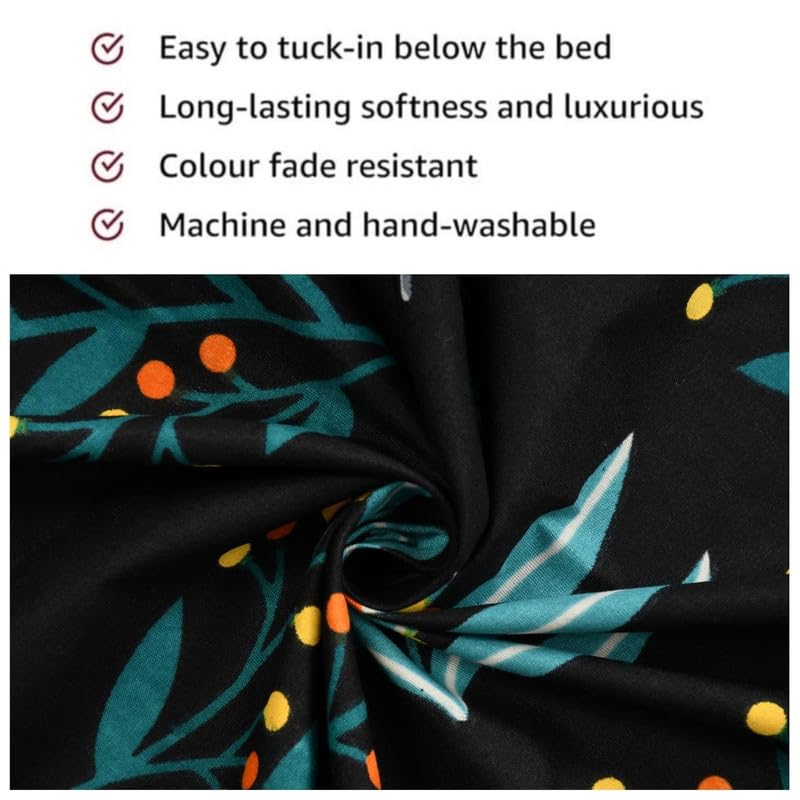 Vaastu Furnishings Prime Collection Supersoft Glace Cotton 1 Double Bedsheet with 2 Pillow Covers (Multicolour, Size 90 x 90 Inch) - Black Blue Pattiyan-Safari