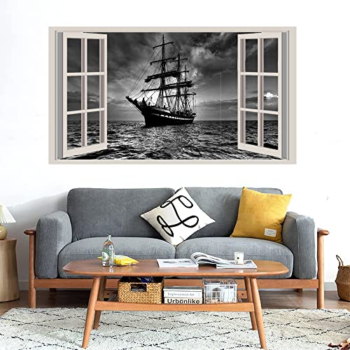 GADGETS WRAP Printed Wall Decal Sticker Fake Window Style Decal (90cm x 50cm) - Ship