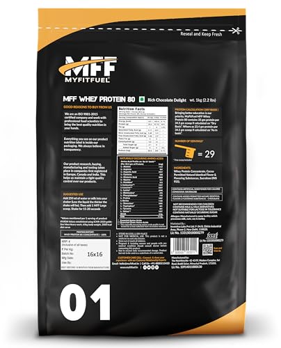 MyFitFuel MFF Whey Protein 80 | 1Kg, 30 Servings (Rich Chocolate Delight)