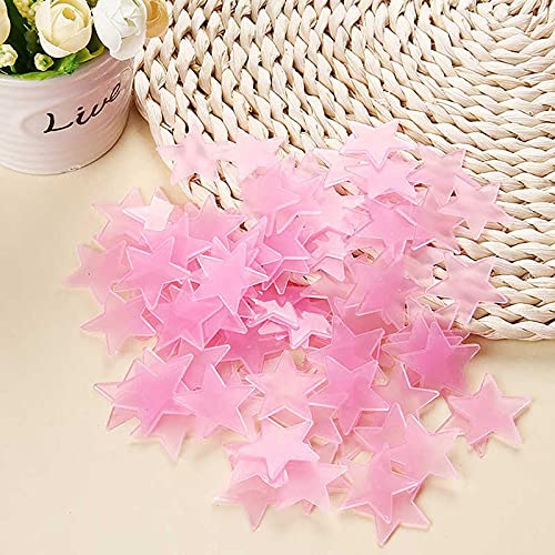 Liv'Oliv Luminous Glowing Night Sky Radium Glow Stars Wall Sticker - Pink, 55Pc