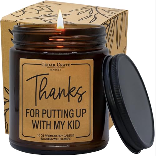 Thanks for Putting Up with My Kid, Funny Candles, Teacher Gifts, Gifts for Teacher, Teacher Appreciation Gifts, Daycare Gifts, Babysitter Gifts, 7oz Soy Candle