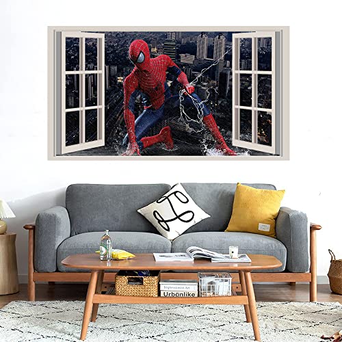 GADGETS WRAP Printed Wall Decal Sticker Fake Window Style Decal (90cm x 50cm) - Spider in rain Copy