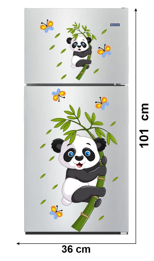 Delight Art Beautiful Pandas and Leaf Design Fridge Sticker Size - (36 * 101) cm Model id - (DAMC00779L)