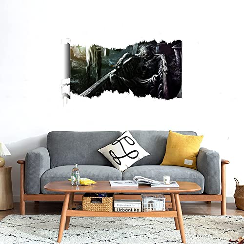 GADGETS WRAP Printed Wall Decal Sticker Scratched Paper Style Wall Decal (90cm x 50cm) - The Smoking Zombie