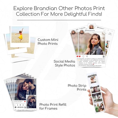 Brandian 30 Customised Coloured Frame Photo Print Picture Prints Customize Your Photos with our Style Prints Add Text & Emoji Gift Multicolour 4 X 3 Inches, (Pack of 30)