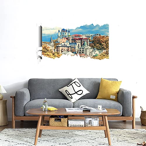 GADGETS WRAP Printed Wall Decal Sticker Scratched Paper Style Wall Decal (90cm x 50cm) - Ukraine City