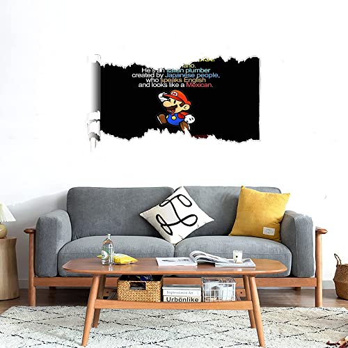 GADGETS WRAP Printed Wall Decal Sticker Scratched Paper Style Wall Decal (90cm x 50cm) - Mario Special