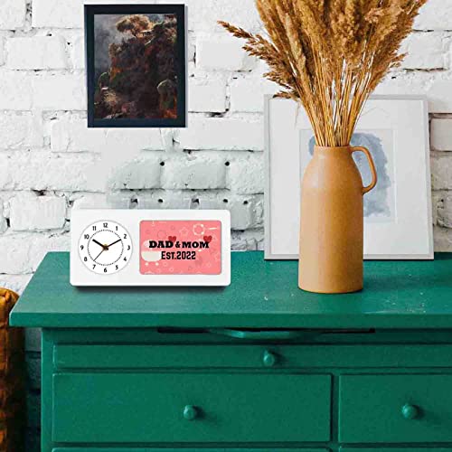 Generic Desk/Shelf Clock with Attached Frame Dad & Mom Est 2022 9.5*4.5 inches