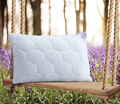 SPREAD SPAIN® Lavender Suede Fabric Pillow with Micro Fiber Filling Pillow, Perfect for Side Sleepers, Back and Stomach Sleepers (45 x 68 cm, White, Pack of 1)