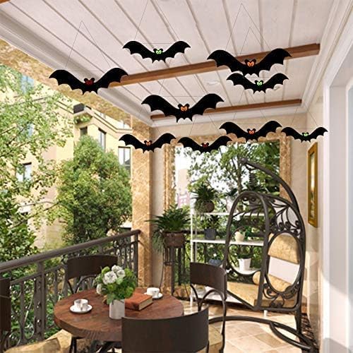 12 PCS Hanging Bats Halloween Decoration, Incrizma Fake Fabric Bat Decor Realistic Fake Halloween Bats Spooky Flying Bats Décor for Halloween Party Decoration (12 PCS Hanging Bats)