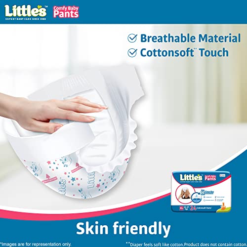 Little's Baby Pants Diapers Extra Large (XL), 12-17 kg, 48 Count with Wetness Indicator and 12 Hours Absorption