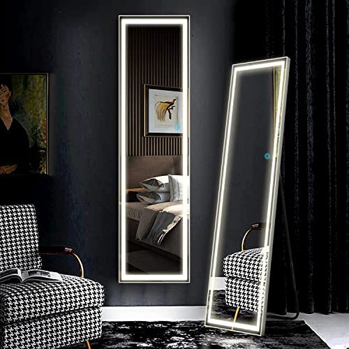 SmileSellers Led mirror Beautiful Modern Designed Front Facing Glass Mirror Lights Led Bathroom Mirror (18x48) (Warm Light)