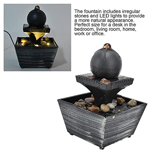 Set of 2 USB Desktop Fountain, 3V Tabletop Ball Fountain Easy to Use Fashion with Stones for Living Room for Bedroom for Office