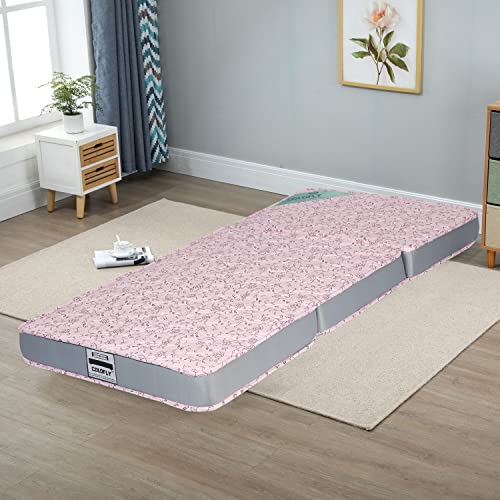 COLOFLY 4 inch Soft & Bounce Single High Density PU Foam Foldable Mattress (72x35x4, Pink)